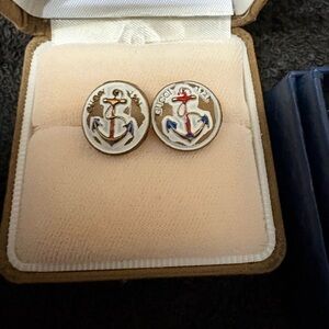 Gucci Anchor authentic buttons made into earrings - White, Blue, and Red
